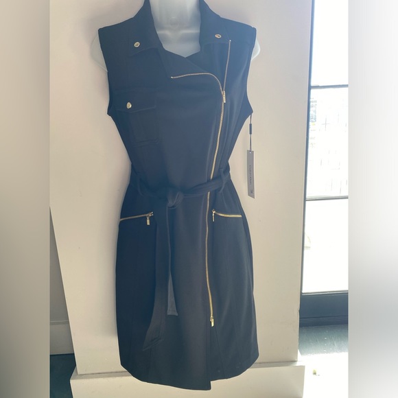 Calvin Klein Dresses & Skirts - 🆕Calvin Klein Women's Moto Belted Sleeveless Sheath Dress, size 8 🖤🖤🖤